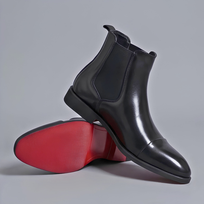 Gustave, bottines chelsea en cuir noir semelle rouge homme - vue 4