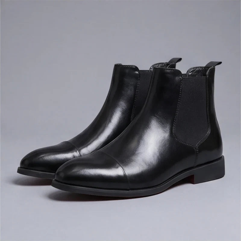 Gustave, bottines chelsea en cuir noir semelle rouge homme - vue 5