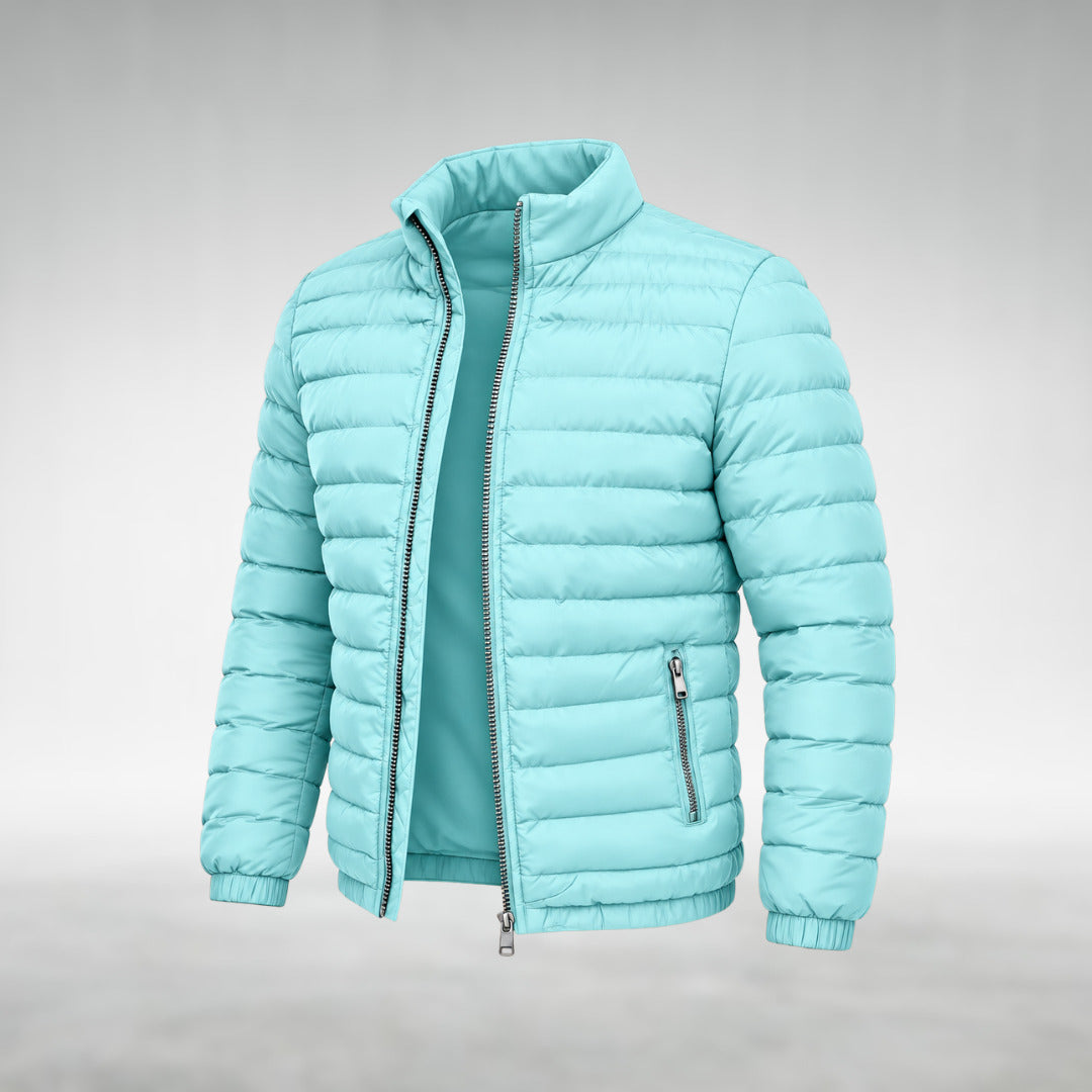Bastien, doudoune légère col montant, turquoise