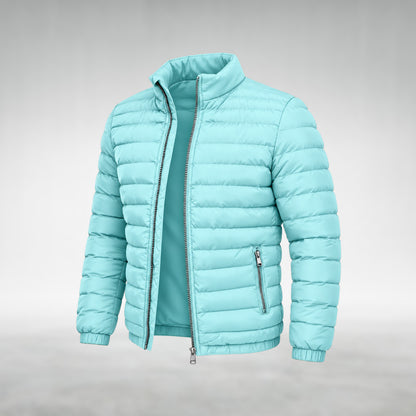 Bastien, doudoune légère col montant, turquoise
