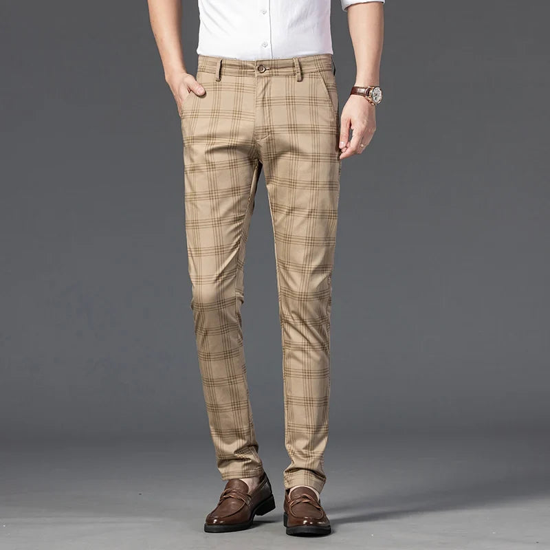 Bastien, pantalon stretch à carreaux beige - vue 3