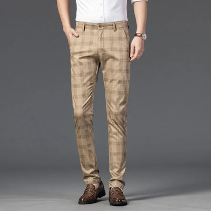 Bastien, pantalon stretch à carreaux beige - vue 3