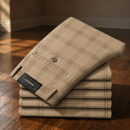 Bastien, pantalon stretch à carreaux beige - vue 4