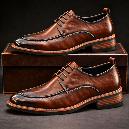 Armand, derbies en cuir patiné marron homme - vue 4