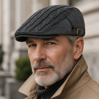 Bernard, casquette en maille torsadée portée