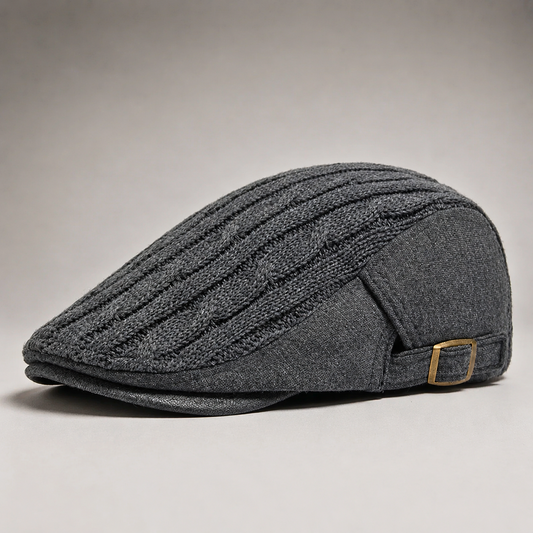 Bernard, casquette plate en maille torsadée grise