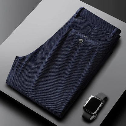 Clément, pantalon en velours côtelé bleu marine - vue 1