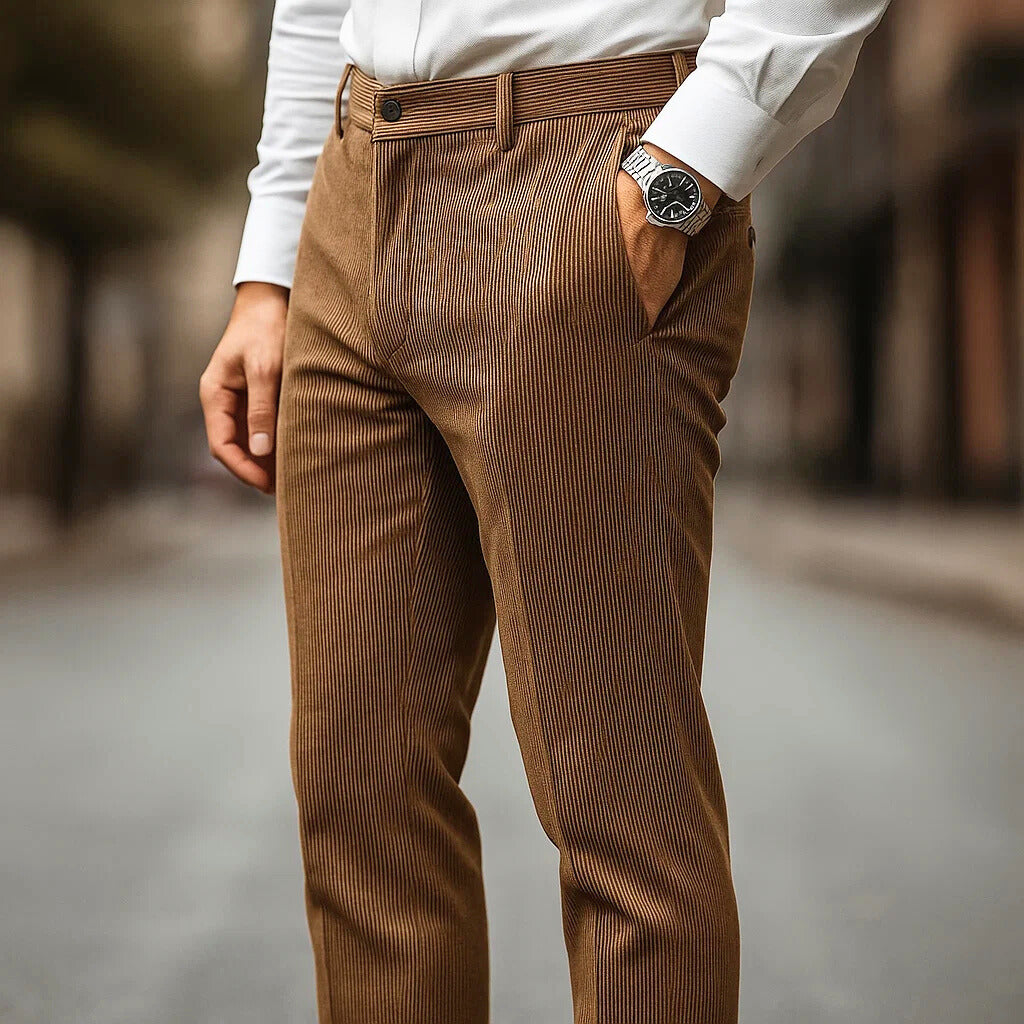 Clément, pantalon en velours côtelé marron - vue 2