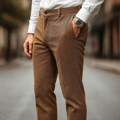 Clément, pantalon en velours côtelé marron - vue 2