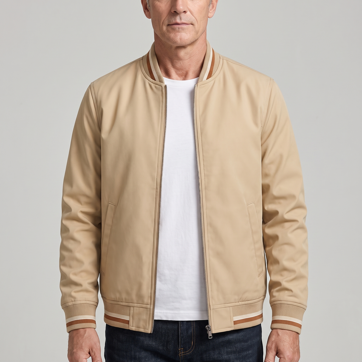 Colton – Veste zippée à bords rayés, autre vue – Caelen Paris