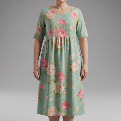 Robe fluide en coton confort, autre vue – Caelen Paris