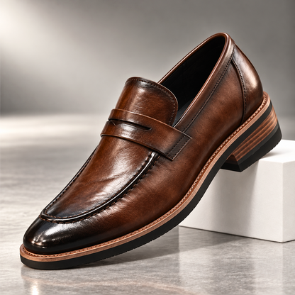 Philippe, mocassin marron de profil
