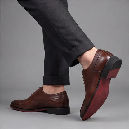 Édouard, richelieus en cuir marron semelle rouge homme - vue 2