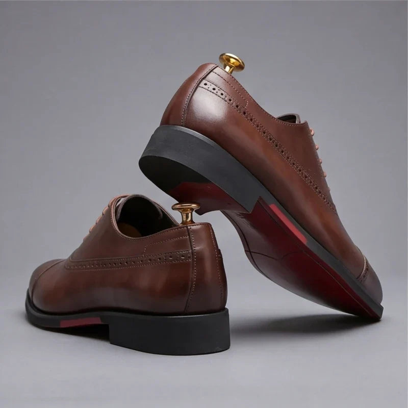 Édouard, richelieus en cuir marron semelle rouge homme - vue 5