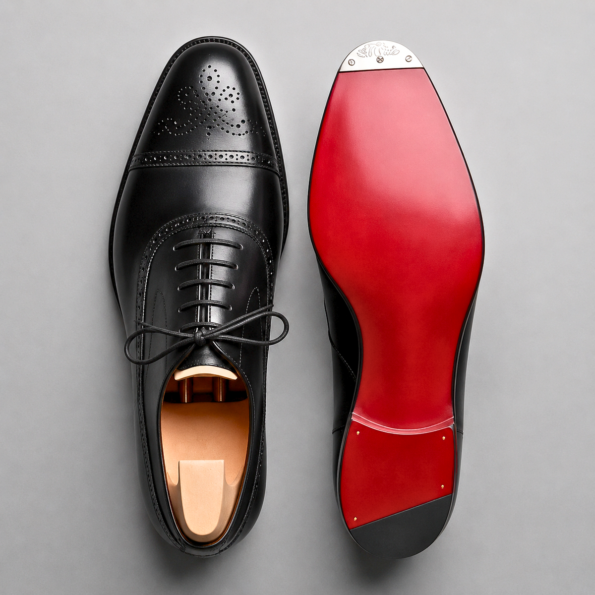 Édouard, richelieus en cuir noir semelle rouge homme - vue 2
