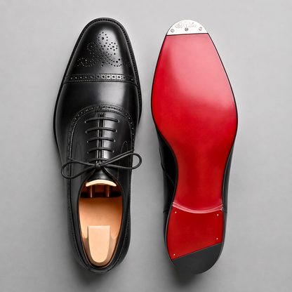 Édouard, richelieus en cuir noir semelle rouge homme - vue 2