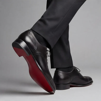 Édouard, richelieus en cuir noir semelle rouge homme - vue 4