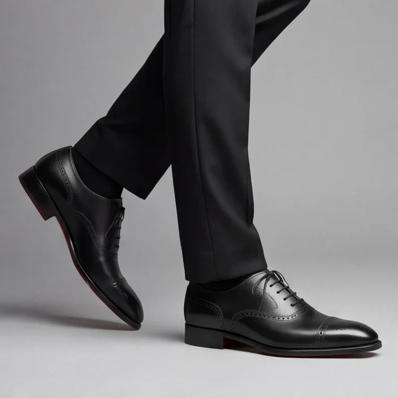 Édouard, richelieus en cuir noir semelle rouge homme - vue 6