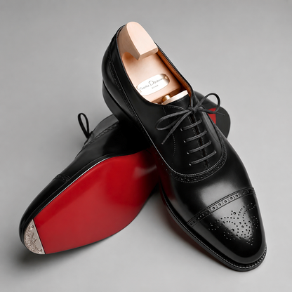 Édouard, richelieus en cuir noir semelle rouge homme - vue 7