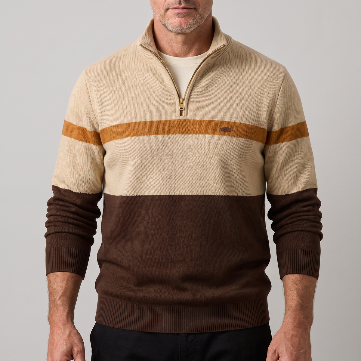 Elston – Pull col camionneur zippé, autre vue – Caelen Paris