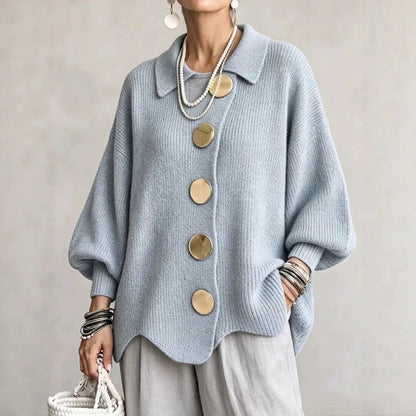 Gilet oversize à boutons dorés – Bleu ciel