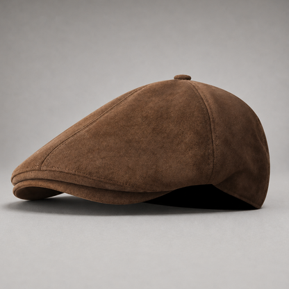 Félix, casquette gavroche en daim marron