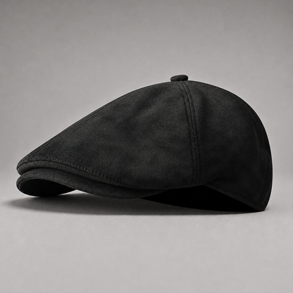 Félix, casquette gavroche en daim noir