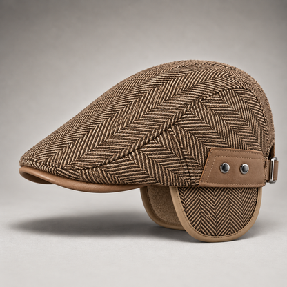 Fernand, casquette à chevrons avec cache-oreilles beige