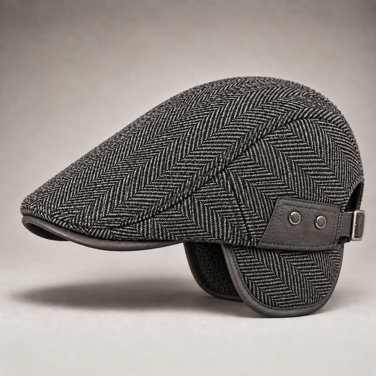 Fernand, casquette à chevrons avec cache-oreilles grise