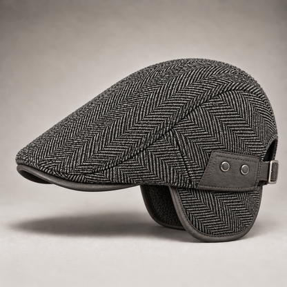 Fernand, casquette à chevrons avec cache-oreilles grise