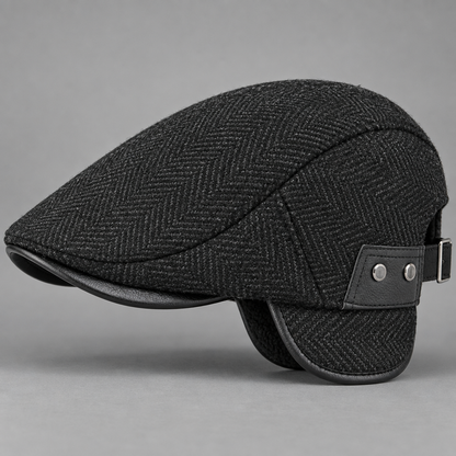 Fernand, casquette à chevrons avec cache-oreilles noire