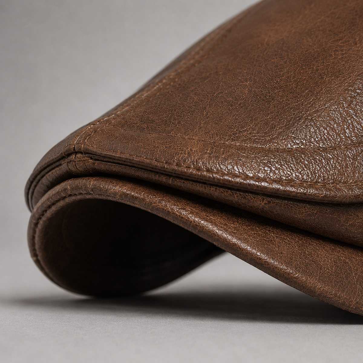 Gaston, casquette en cuir : détail de la visière