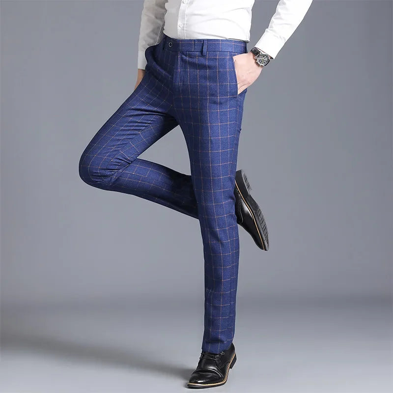 Hugo, pantalon habillé à carreaux bleu marine - vue 1