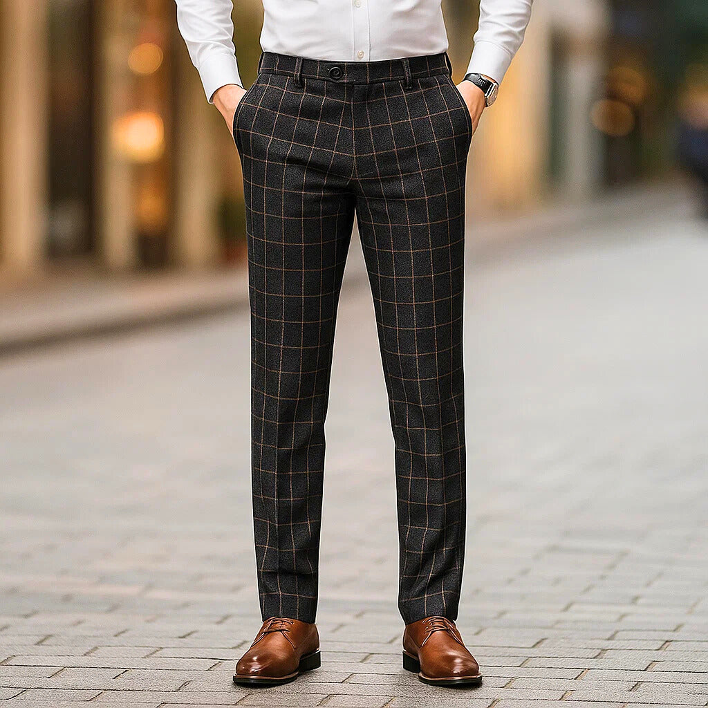 Hugo, pantalon habillé à carreaux gris anthracite - vue 2