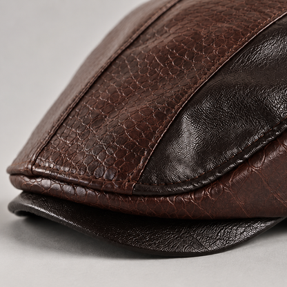 Jules, casquette en cuir : détail des panneaux