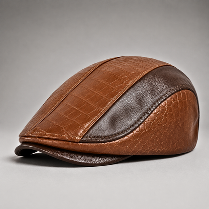 Jules, casquette plate en cuir cognac