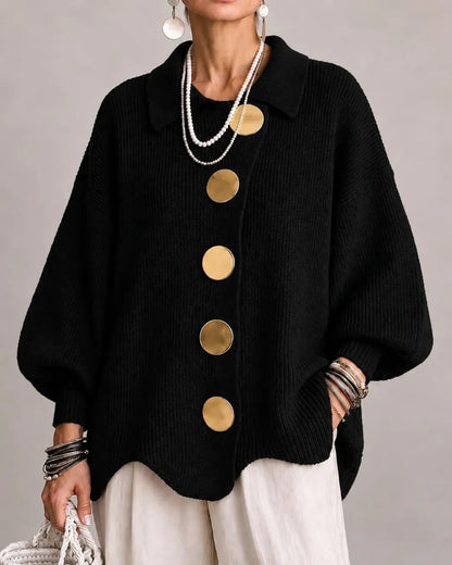 Gilet oversize à boutons dorés – Noir