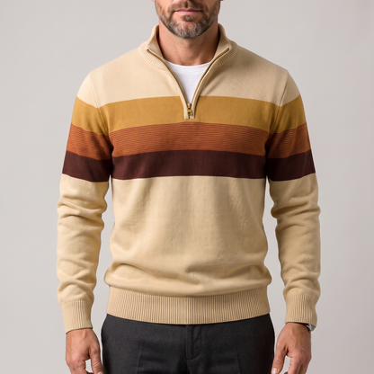 Lorven – Pull rayé col zippé, autre vue – Caelen Paris