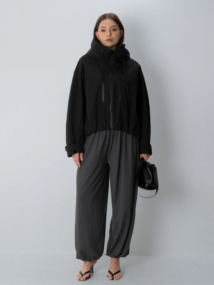 Veste de pluie courte oversize Lou noir