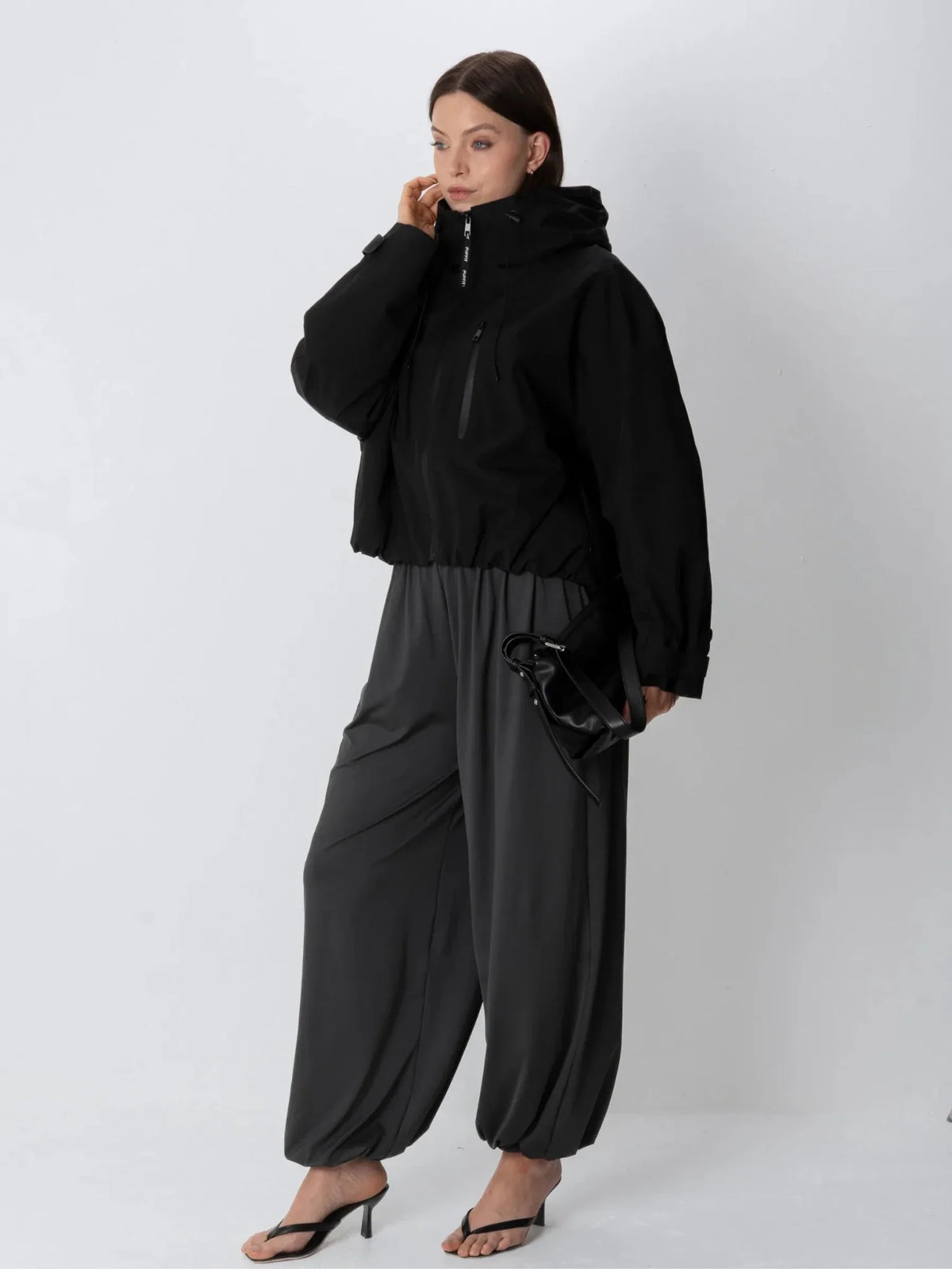 Veste de pluie courte oversize Lou noir
