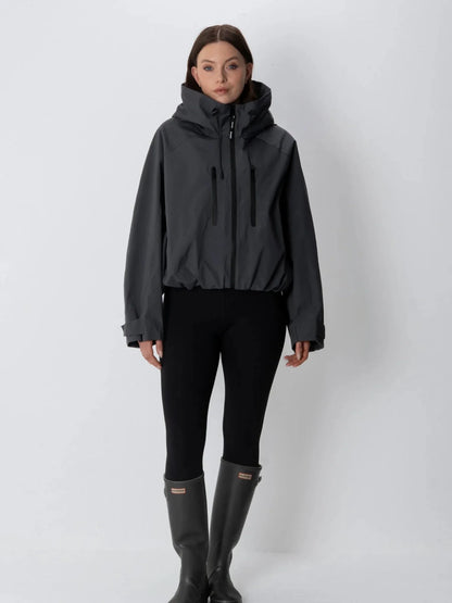 Veste de pluie courte oversize Lou gris anthracite