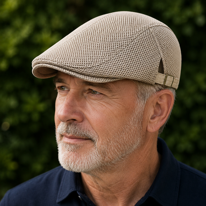 Louis, casquette en maille ajourée portée