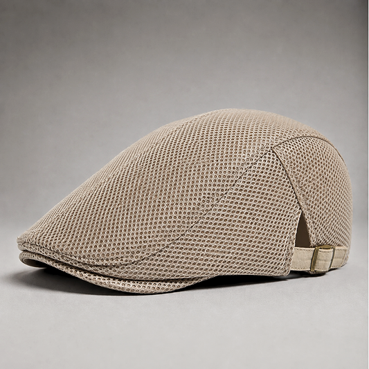 Louis, casquette plate en maille ajourée beige