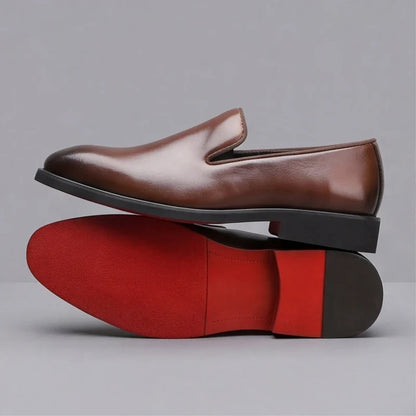 Lucien, mocassins en cuir marron semelle rouge homme - vue 1
