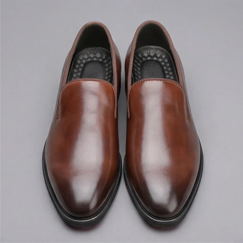 Lucien, mocassins en cuir marron semelle rouge homme - vue 3