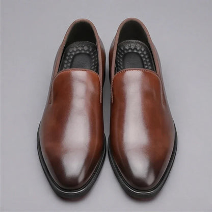 Lucien, mocassins en cuir marron semelle rouge homme - vue 3