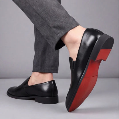 Lucien, mocassins en cuir noir semelle rouge homme - vue 3