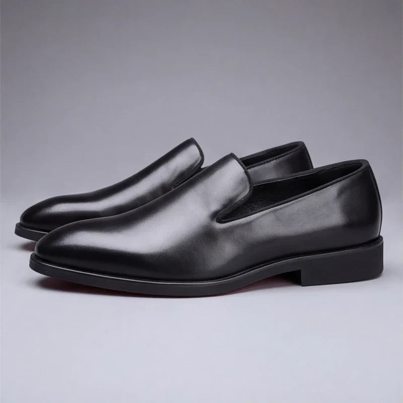 Lucien, mocassins en cuir noir semelle rouge homme - vue 5