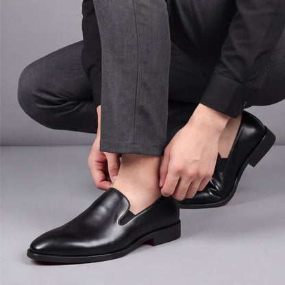 Lucien, mocassins en cuir noir semelle rouge homme - vue 6