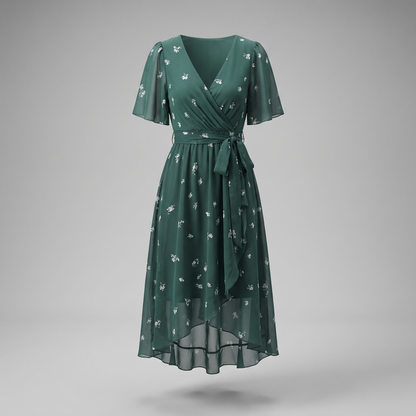 Luneth – Robe fluide col V, autre vue – Caelen Paris